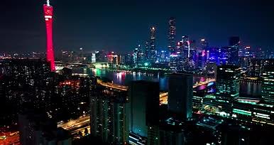 广州都市夜景广州塔和珠江新城CBD视频的预览图